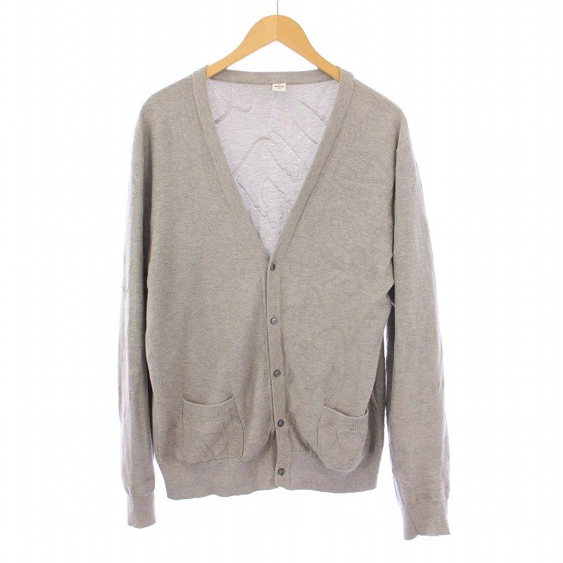 【中古】ベルルッティ Berluti カリグラフィ コットンシルクカーディガン ニット 長袖 薄手 L グレー R24KCL71YWCC ベルルッティ Berluti カリグラフィ コットンシルクカーディガン