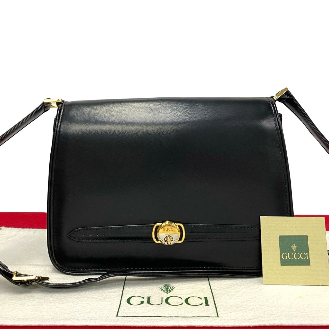 極 美品 GUCCI グッチ オールドグッチ ヴィンテージ ロゴ 金具 レザー