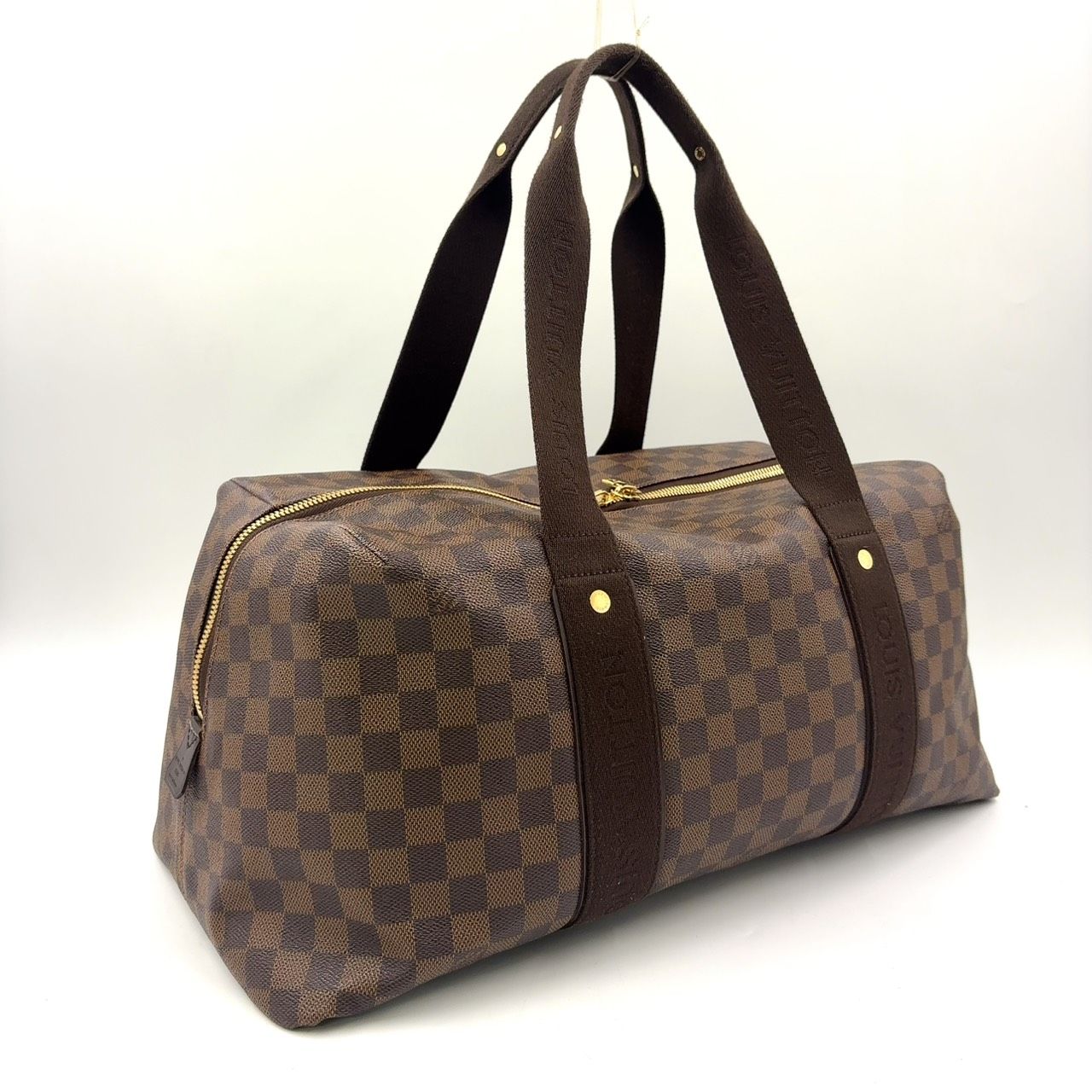 LOUIS VUITTON ウィークエンダーMM ダミエエベヌ ダミエエベヌ レザー×PVC ブラウン ボストンバッグ ゴールド N41138