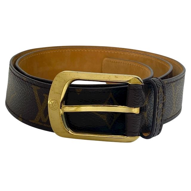 ルイ ヴィトン M6919 CT0065 ベルト サンチュール エリプス モノグラム キャンバス ブラウン ゴールド ロゴ LOUIS VUITTON サイズ 80|32