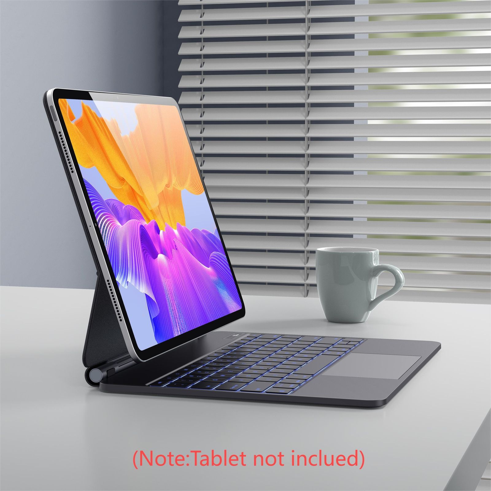iPad Pro 11 M4 2025用のCHESONAワイヤレス折りたたみキーボードケース 浮遊キャンティレバーブラケット 磁気吸引 多ジェストタッチパッド 大型デジタルディスプレイスクリーン 7色バックライト Type-C充電ポート 充電ケーブル付き 最