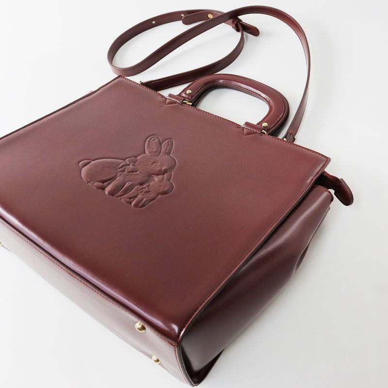 美品 フランシュリッペ franche lippee おやこうさぎかちっとBAG/ボルドー ウサギ ショルダーバッグ【2400013671835】