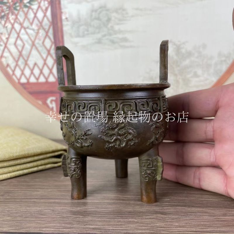 九龍宝石三足鼎 三足香炉 銅製 装飾品 工芸品 美術品 置物 上品コーデはコレで安心！ 生まれのブランドで 置物 装飾品 九龍