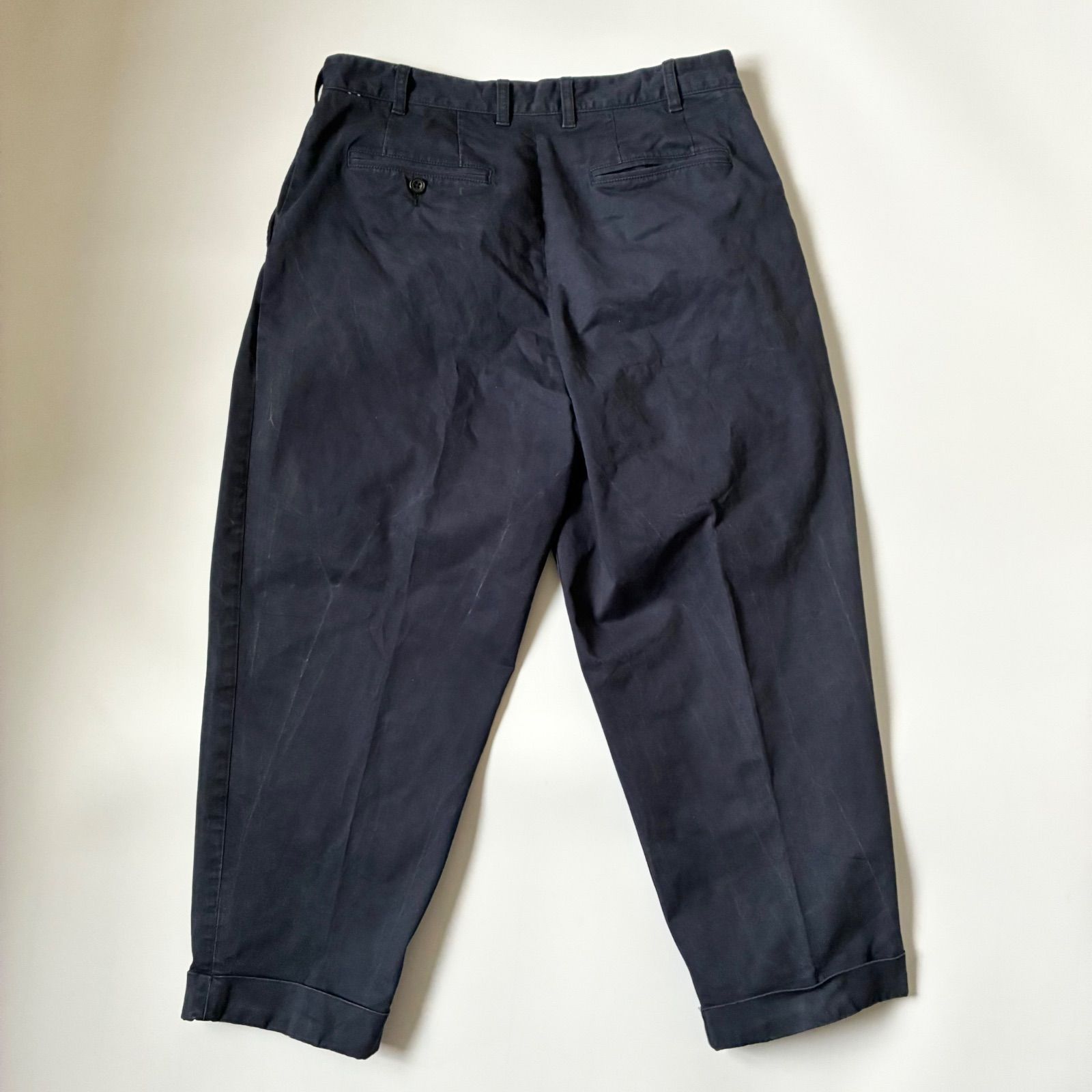 BEAMS PLUS 2プリーツ チノ M ネイビー ビームス プラス タック ワイド