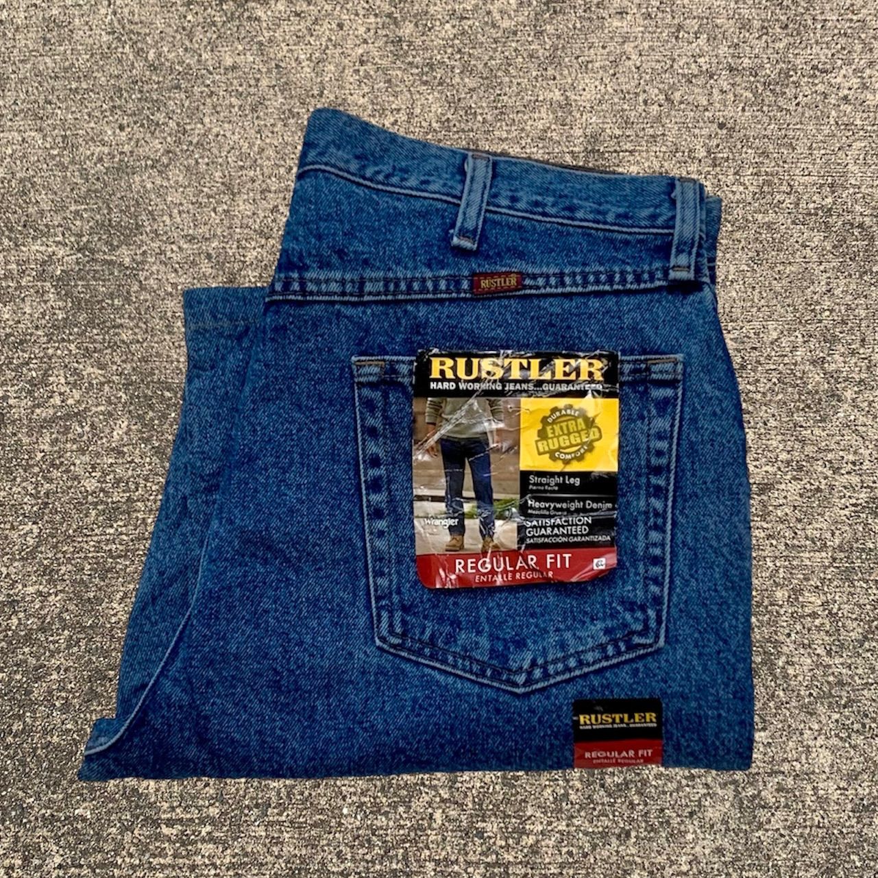 W36 L29』RUSTLER ブラックデニムパンツ バギーデニム 黒 古着