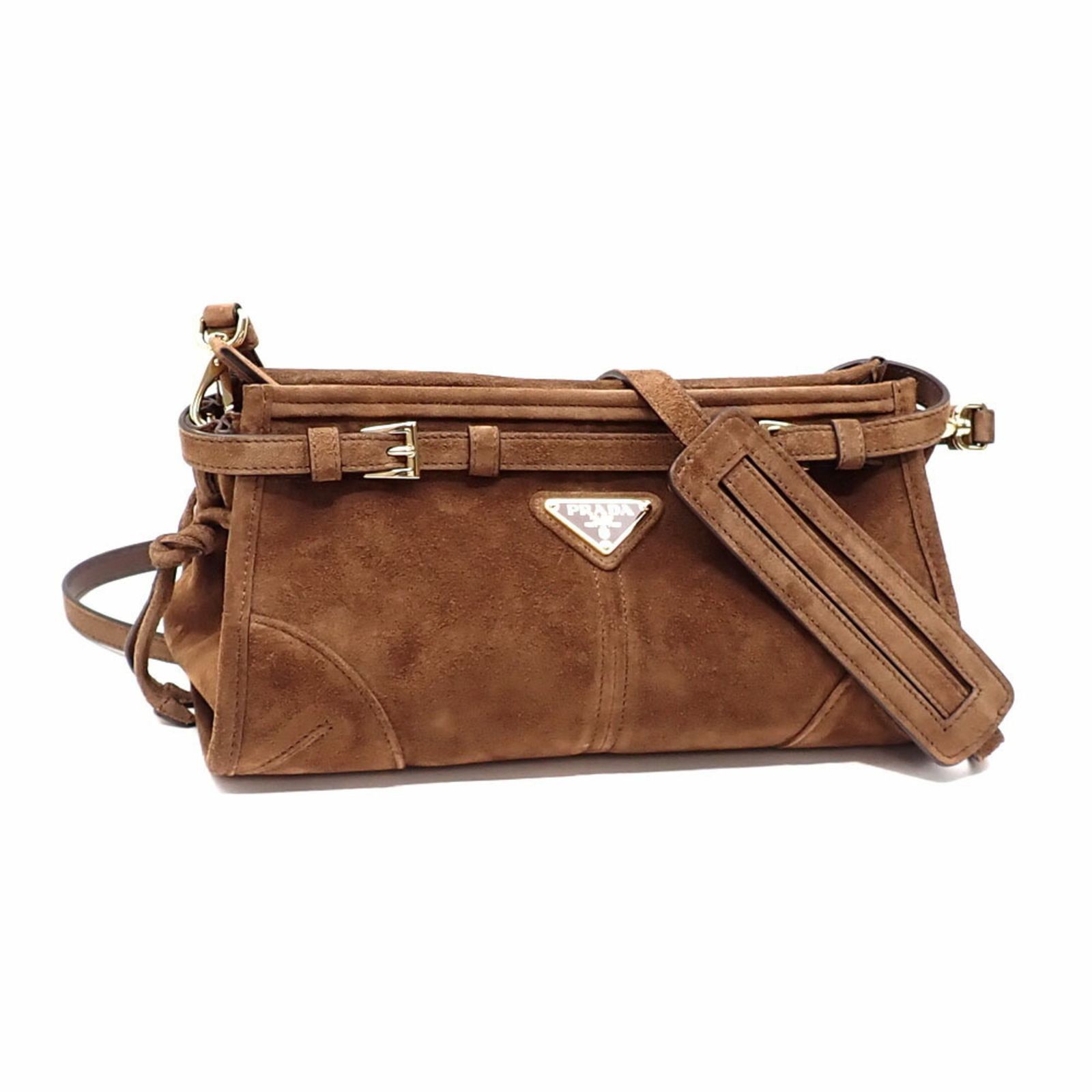 プラダ　PRADA ワンショルダー　ショルダーバッグ　スエード　型押し　ブラウン Prada スエード ショルダーバッグ | ブラウン | FARFETCH JP