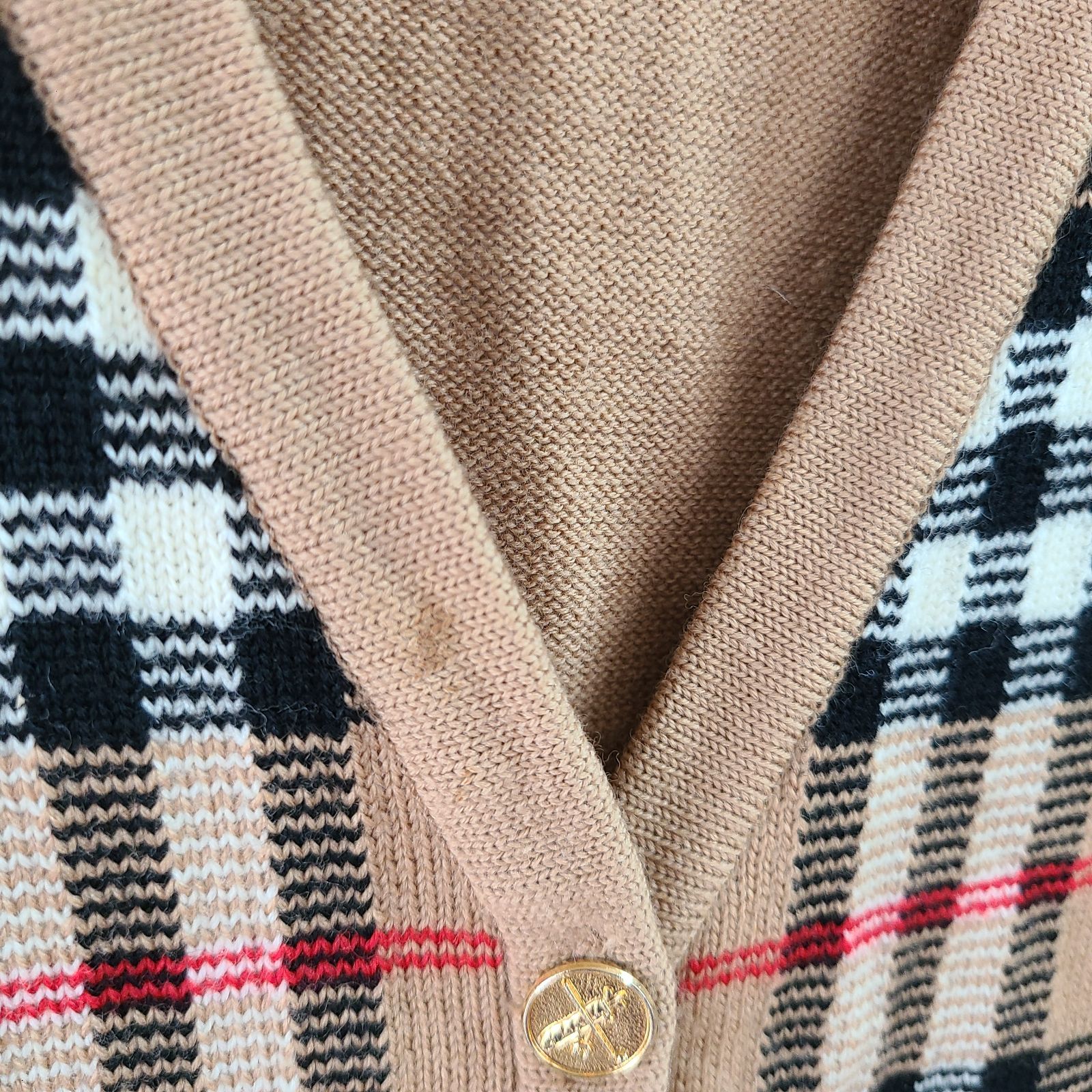 z825 BURBERRY バーバリー ニットベスト カーディガン ベージュ