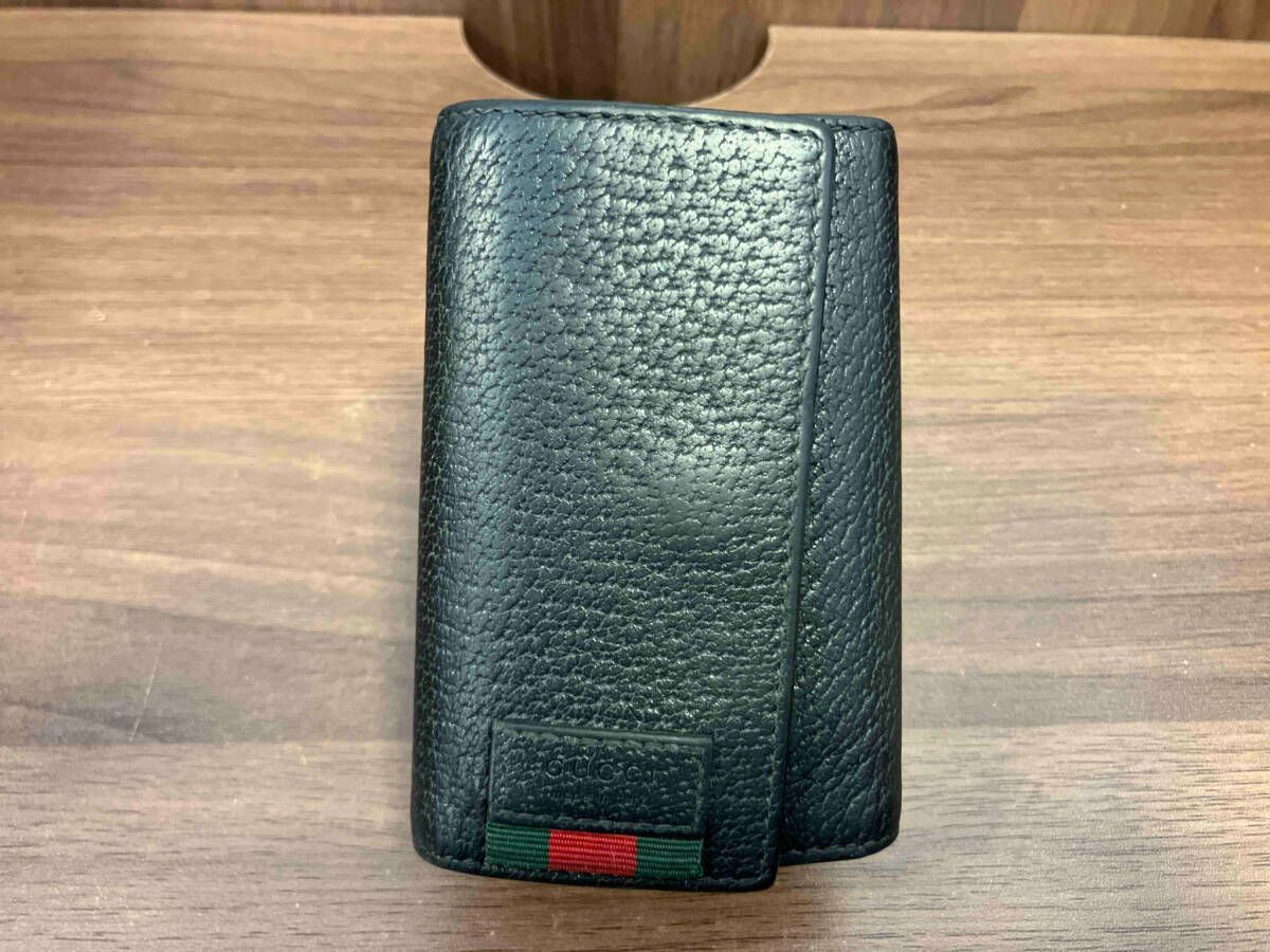 GUCCI グッチ 435297 シェリーライン 6連 キーケース レザー ブラック