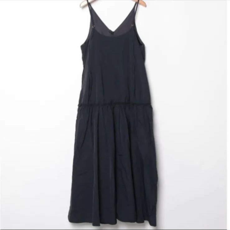 ADAM ET ROPE タフタキャミソールワンピース ブラック