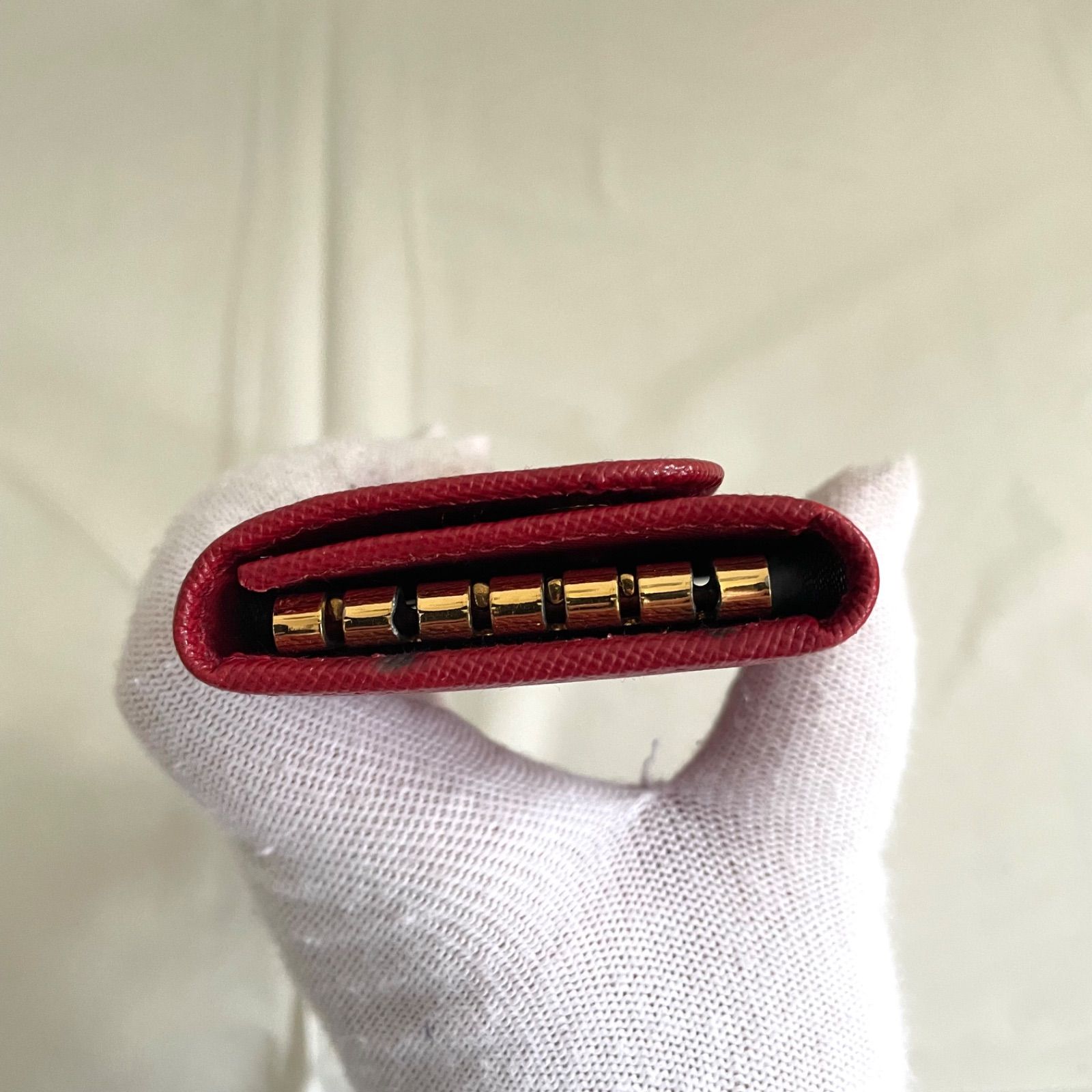 z368 PRADA プラダ キーケース サフィアーノ レッド - メルカリ
