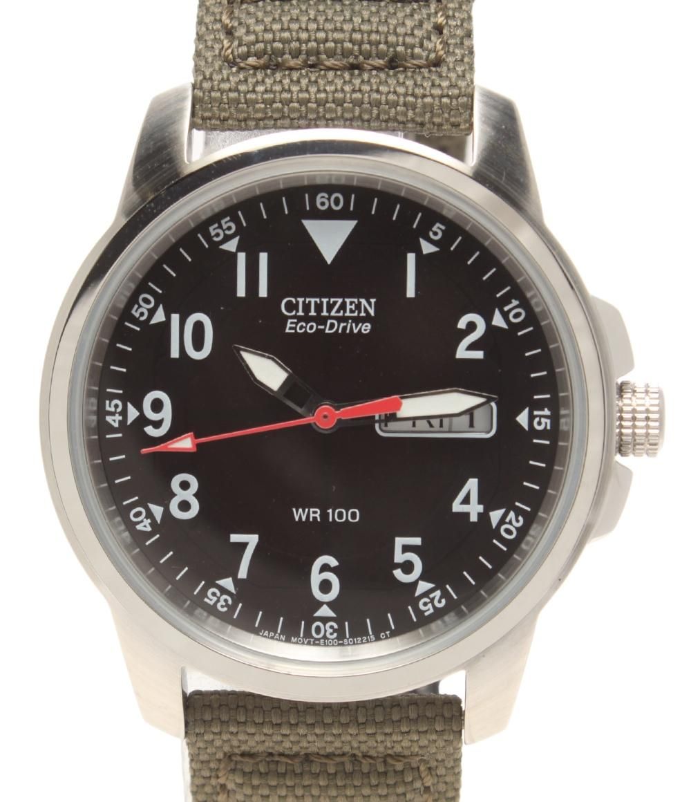 美品 シチズン 腕時計 E101-S006597 ソーラー ブラック メンズ CITIZEN