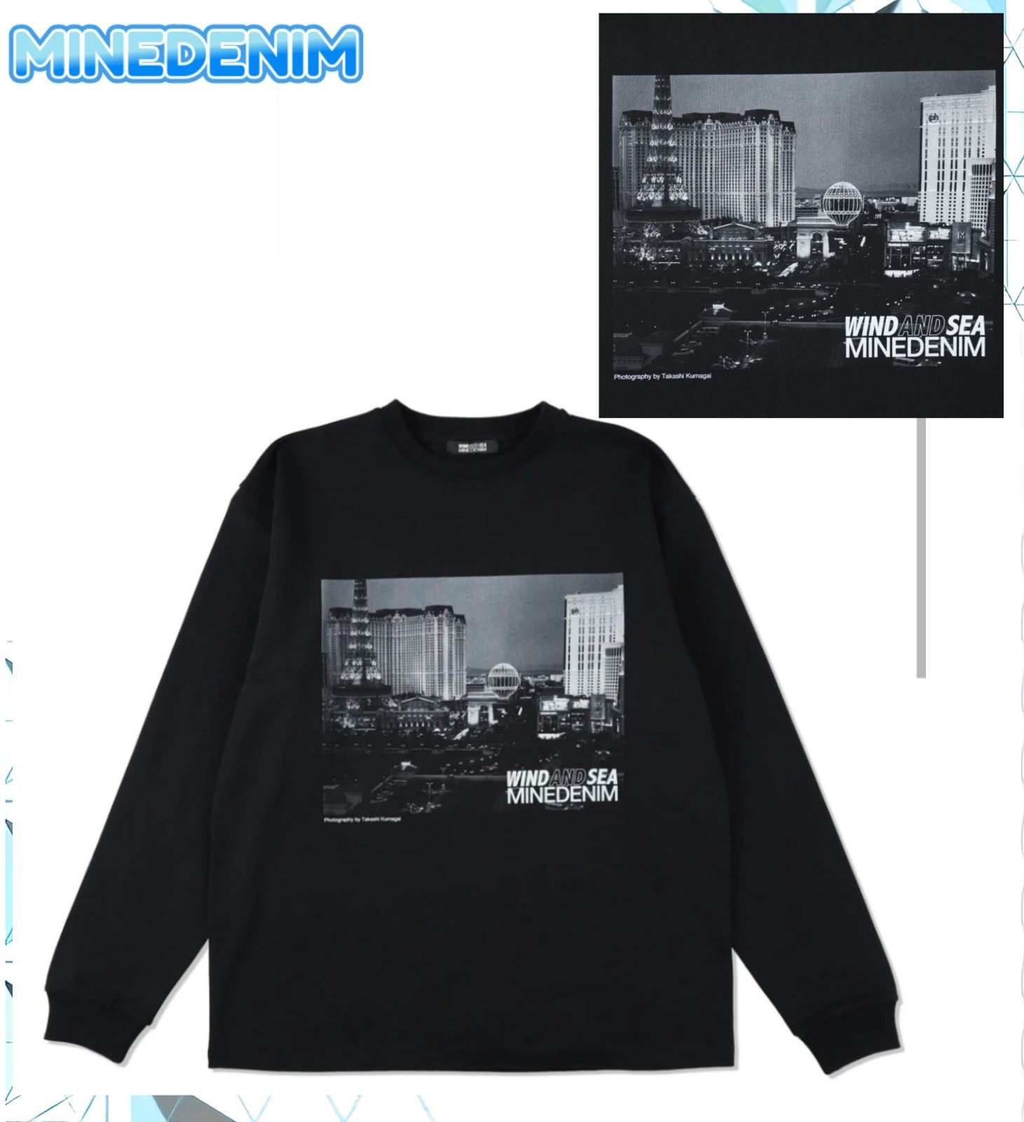 ×WDS Photo L/S Tee MINEDENIM マインデニム トップス ロングスリーヴ Tシャツ ブラック