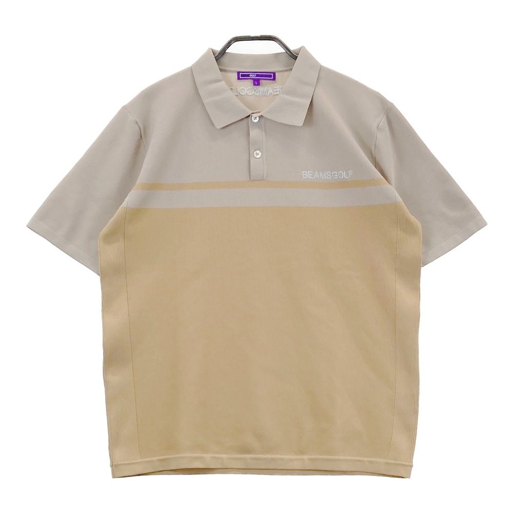 サイズ：L BEAMS GOLF ビームスゴルフ 2024年モデル ニット 半袖ポロシャツ  ベージュ系 [240101474781] ゴルフウェア メンズ ストスト サイズ：L BEAMS GOLF ビームスゴルフ 2024年モデル ニット 半袖