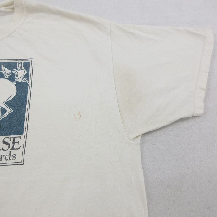 L/古着 ヘインズ 半袖 ビンテージ Tシャツ メンズ 00s 馬 コットン クルーネック 白 ホワイト 24aug09 中古