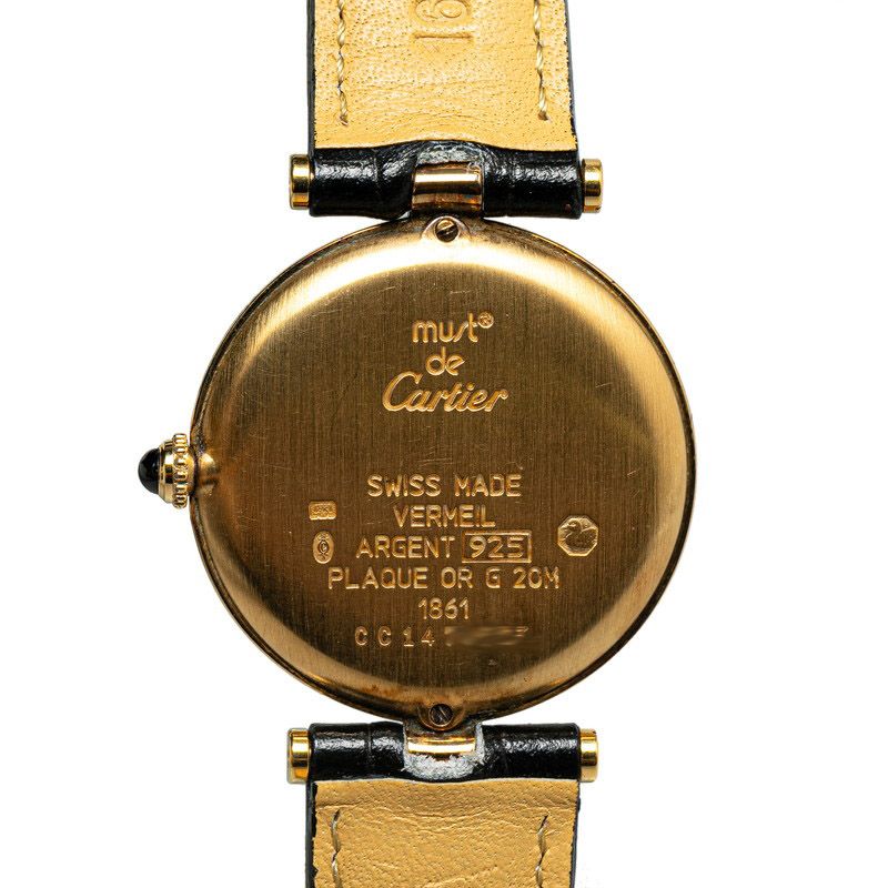 カルティエ マストヴァンドーム アラビア 1861 メッキ レザー レディース CARTIER【1-0154674】