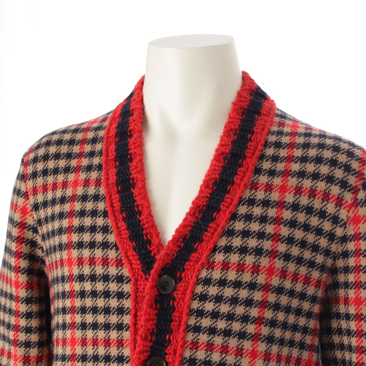 GUCCI グッチ チェック 千鳥格好 ニット カーディガン