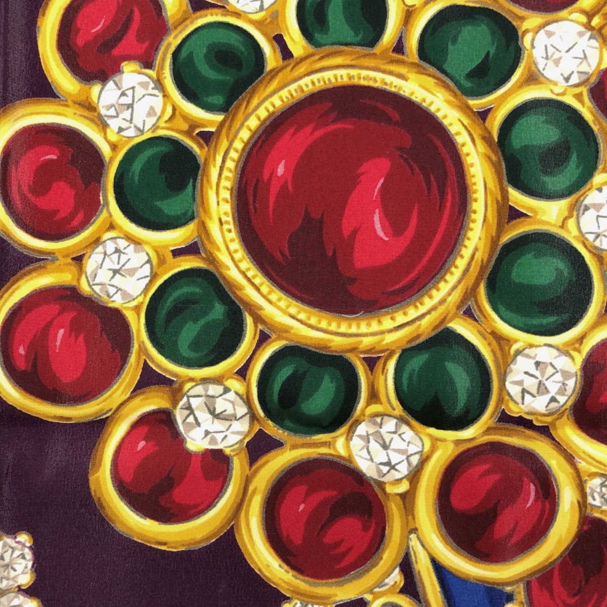 CHANEL シャネル 大判スカーフ グリポア ジュエリー柄 宝石 花