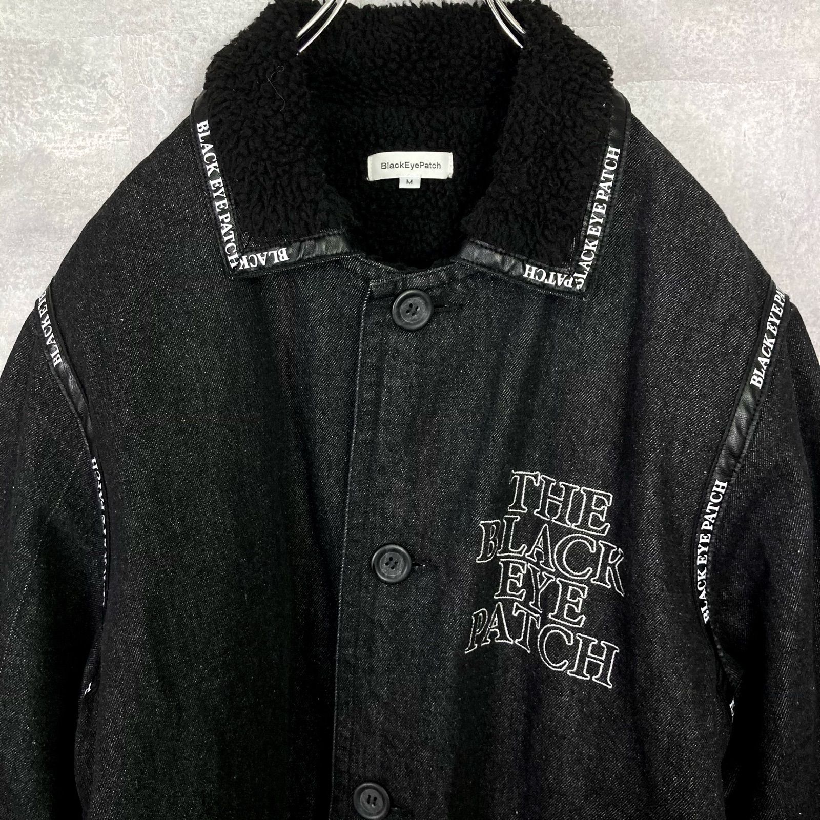 状態良好☆ブラックアイパッチ ロゴテープデニムランチコート Mサイズ  