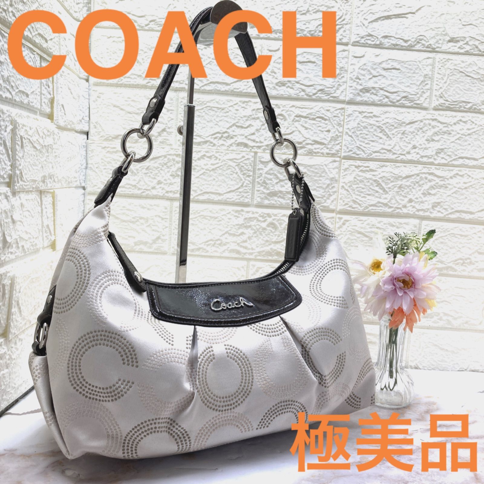 COACH ハンドバッグ F20031 極美品❣️ COACH ❣️コーチ F20031 オプアート キャンバス