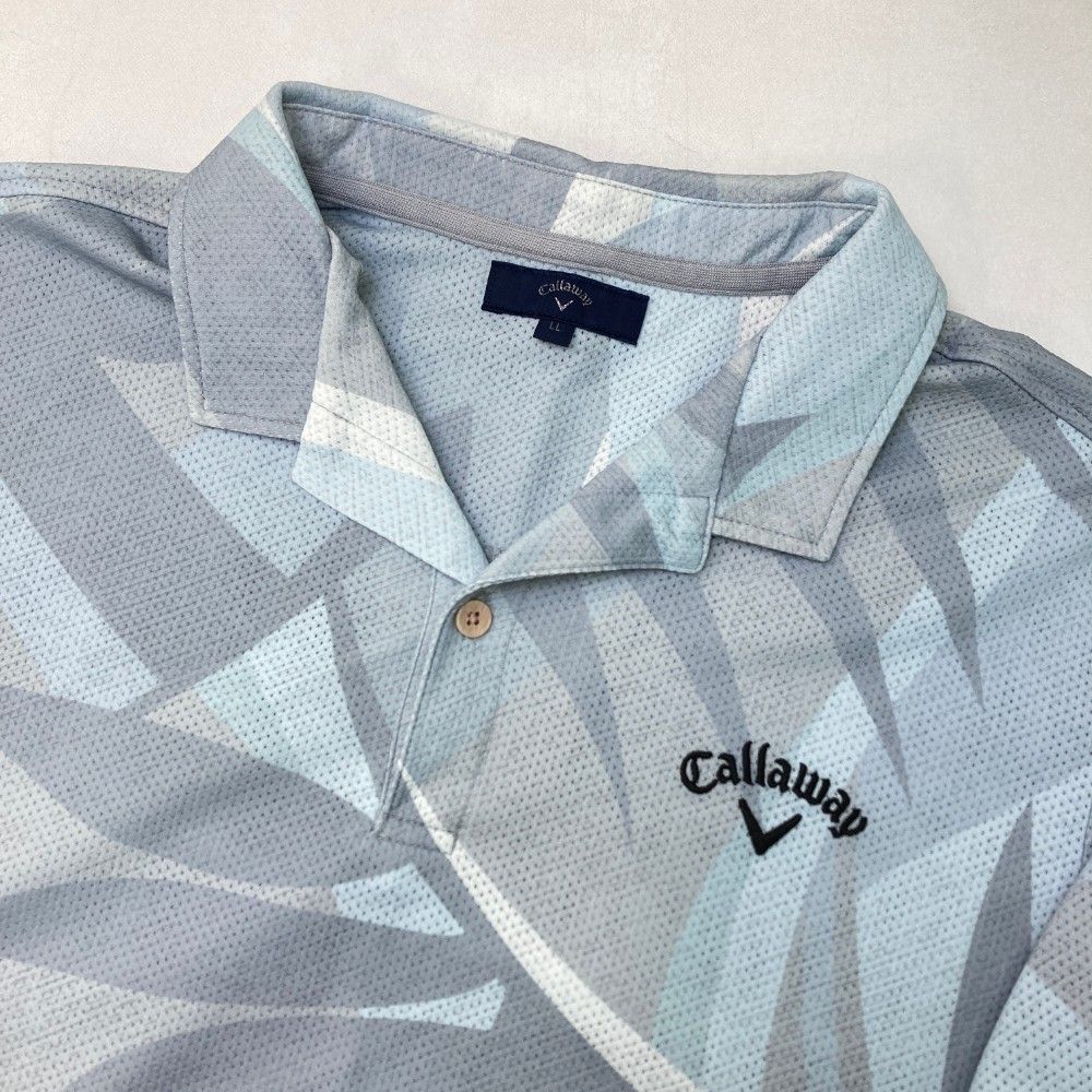 サイズ：LL CALLAWAY キャロウェイ 半袖ポロシャツ 総柄 グレー