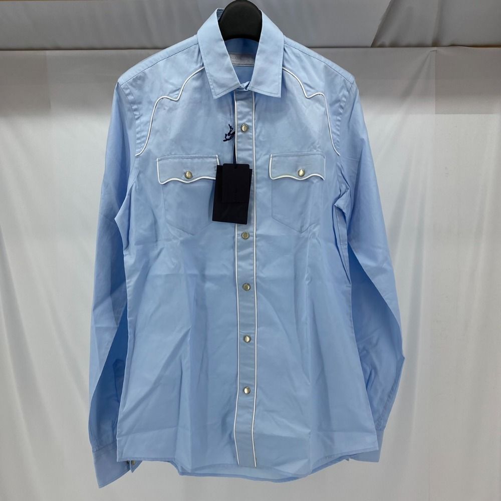 05w09133 プラダ PRADA 長袖シャツ ブルー サイズ38 ルーマニア製 