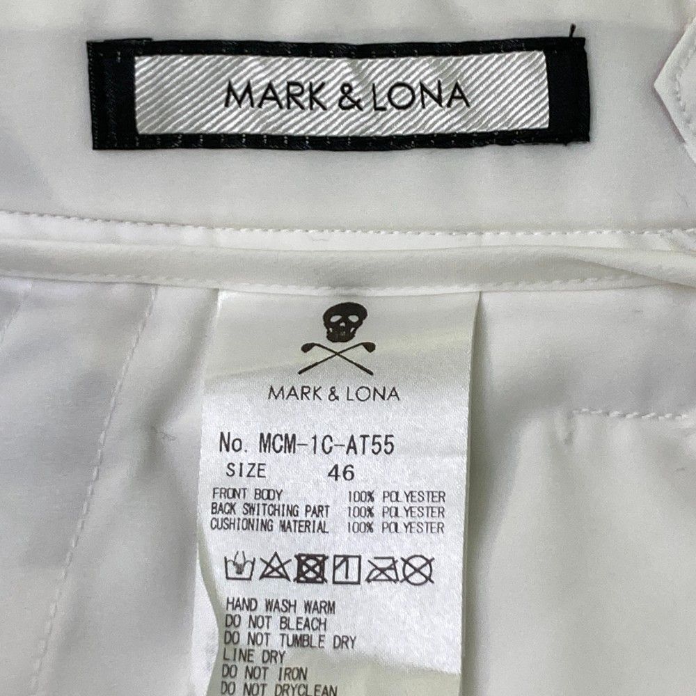 ゴルフウェア【MARK&LONA】テーパードパンツ　ウエスト紐 白　46 ゴルフウェア【MARK&LONA】テーパードパンツ ウエスト紐 白 46