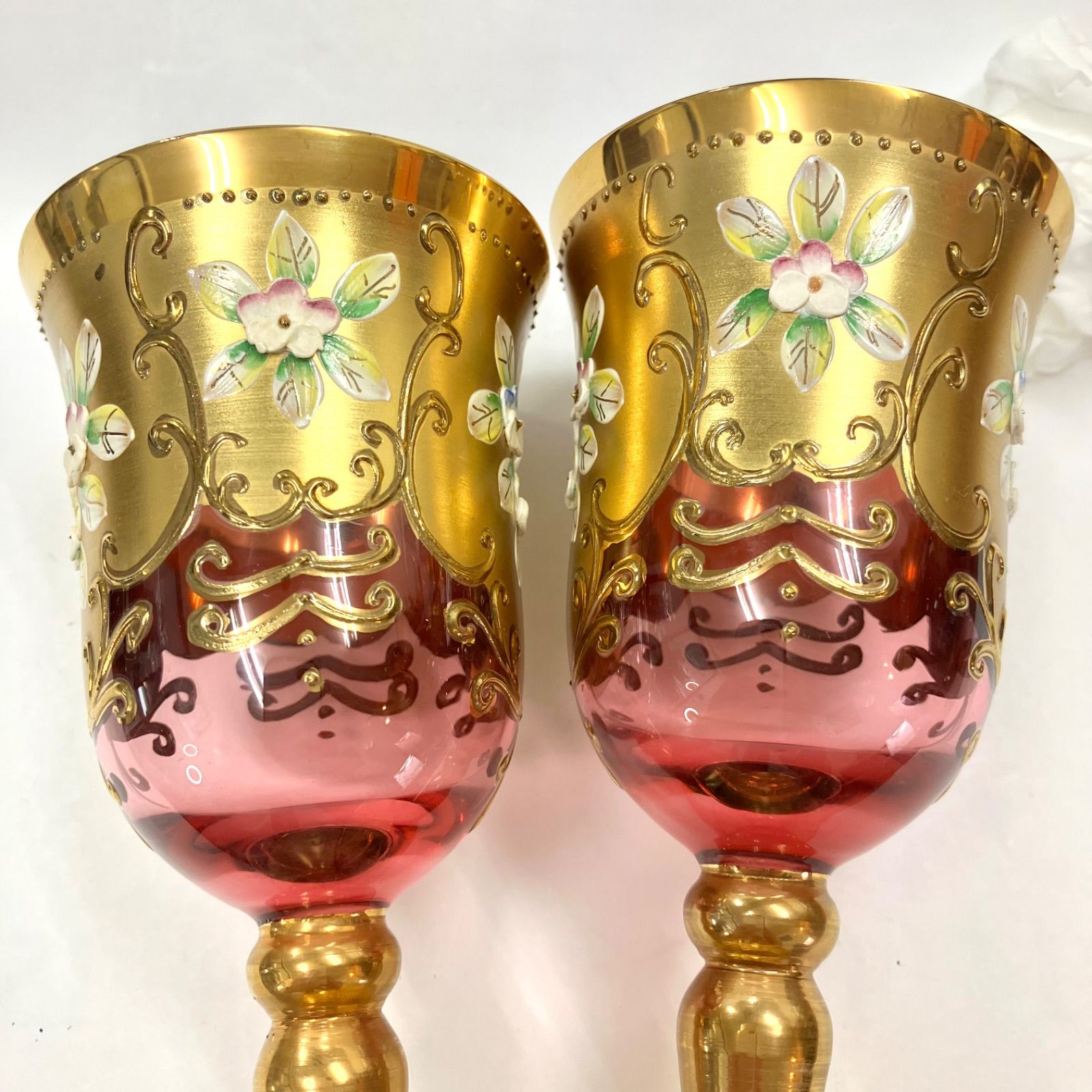 ヴェネチアグラス　金彩とターコイズブルーの美しいガラス工芸品　ムラーノグラス ヴェネチアグラス 金彩とターコイズブルーの美しいガラス工芸品
