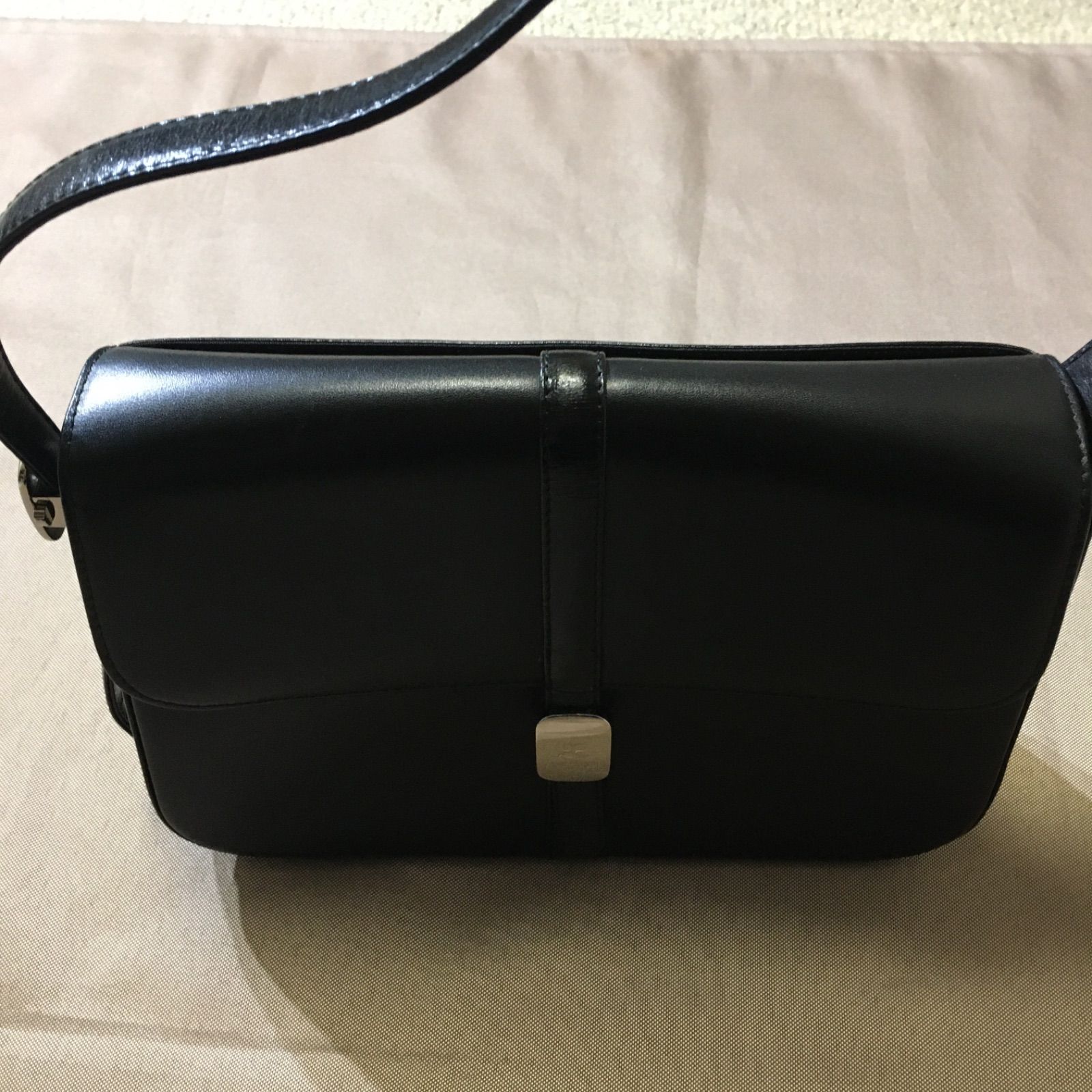 クレージュパリス courreges paris レザーバッグ ブラック - メルカリ