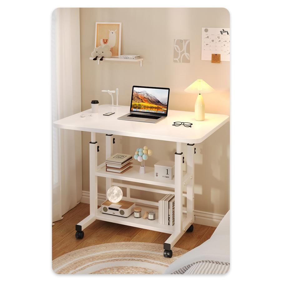 〔3個セット〕伸縮式ベッドテーブル（ナチュラル） サイドテーブル キャスター付き 木目 高さ・幅調節 赤外線マウス使用可 介護 便利 机 業務用 NK-512 3個セット〕伸縮式ベッドテーブル（ナチュラル） サイドテーブル