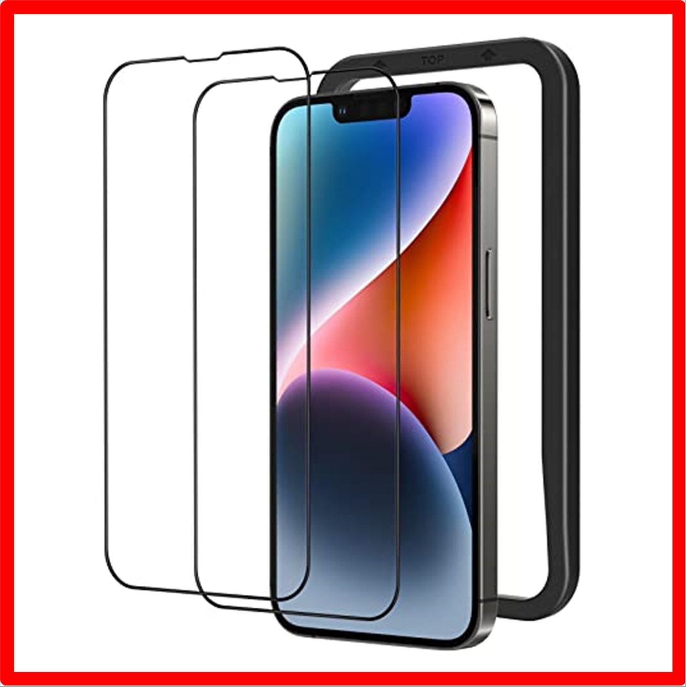 お得，100%新品 【匿名配送】 NIMASO ガラスフィルム iPhone14 用 保護フィルム 2枚セット ガイド枠付き iPhone 14 対応 6.1インチ用 NSP22H その他