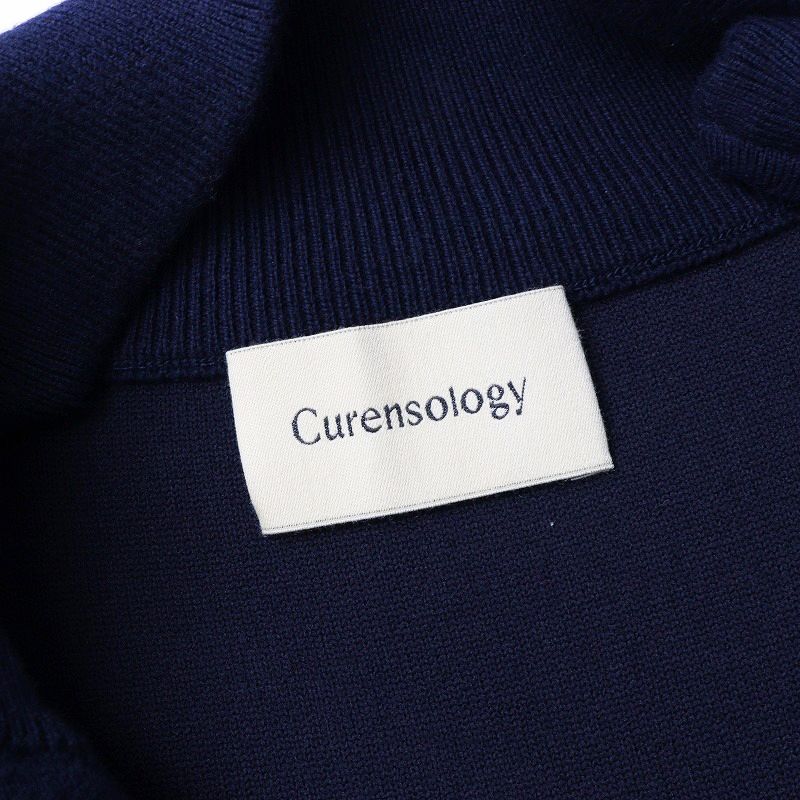 2023AW カレンソロジー Curensology ダブルフェイスニットブルゾンジャケット F/ネイビー コットンカシミヤ混 ジップ【2400014307047】 2023AW カレンソロジー Curensology ダブルフェイスニットブルゾン