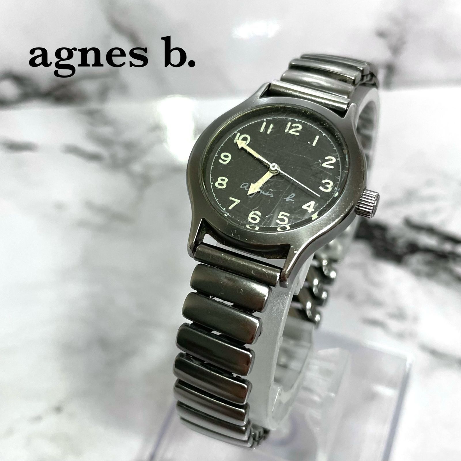 アニエスベー クロノグラフ ブラックダイヤル ステンレス agnis b