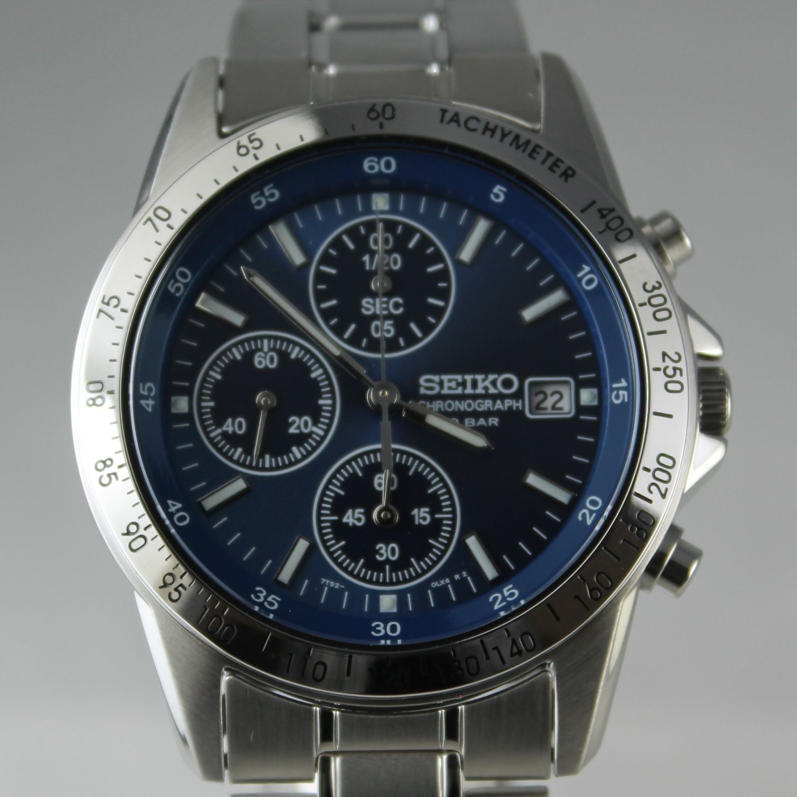 セイコークォーツ　SBTQ071 美品 SEIKO SPIRIT SBTQ071 Blue Silver Chronograph Men's Watch New