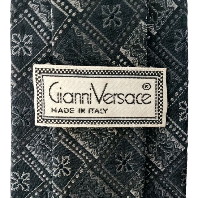 GIANNI VERSACE ジャンニ ヴェルサーチ 市松模様 小紋柄 総柄 シルク