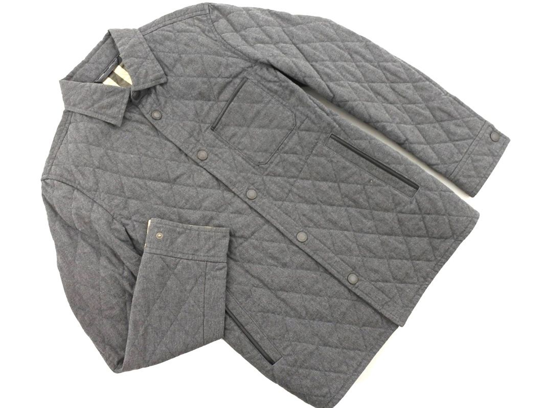 BURBERRY バーバリー ウール混 スナップボタン キルティング ジャケット sizeL|グレー ◎メンズ