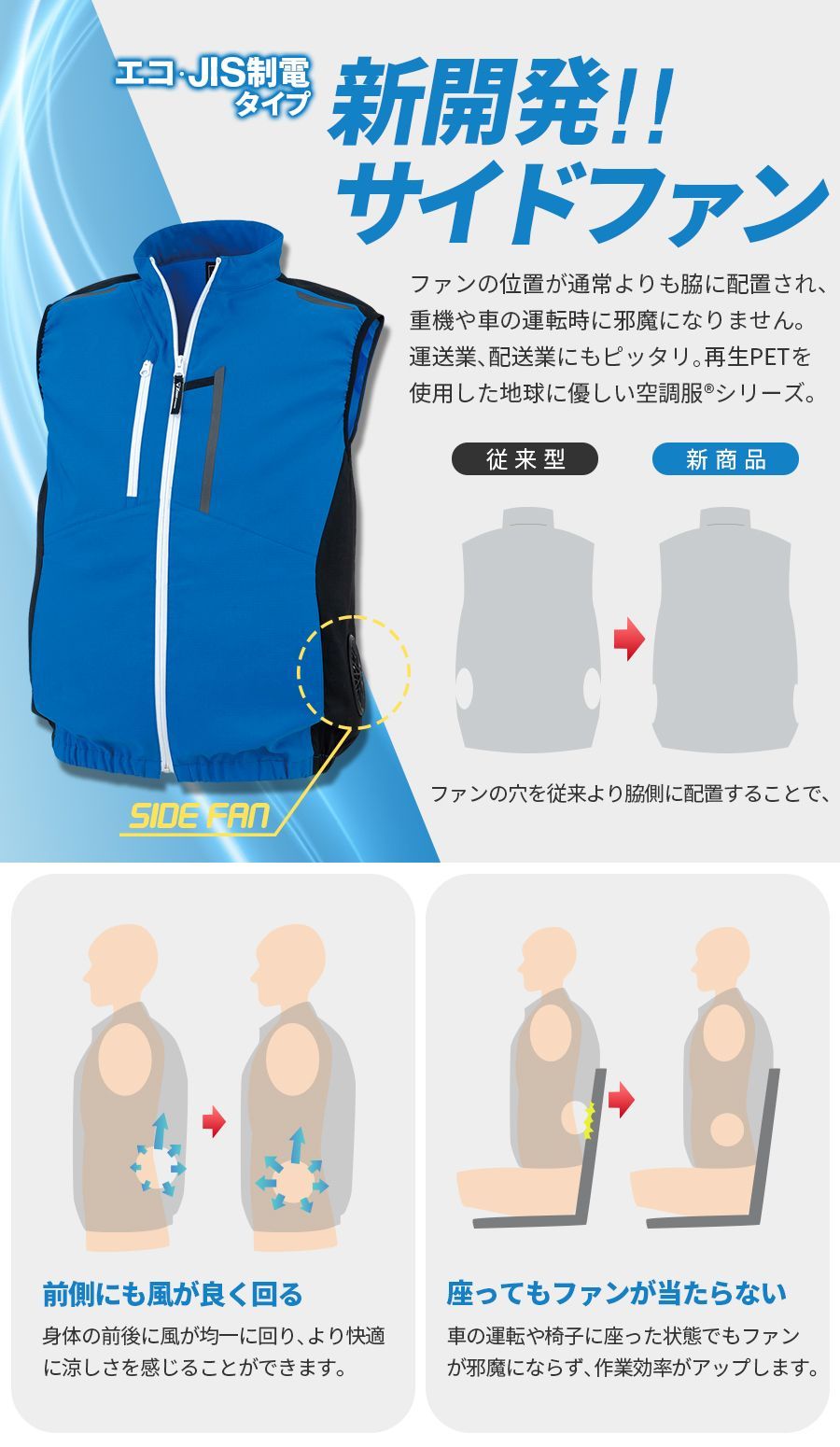 空調、空調服、セット ジーベック空調服®ベストXE98028ファンバッテリーセット