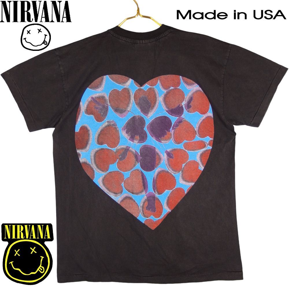 166 NIRVANA ニルヴァーナ Tシャツ ハートシェイプ USA製 ブラック Lサイズ ニルバーナ バンドT 美品 nirvana ロックバンド  ロックT 半袖 メンズ レディース バンT フェス カートコバーン レア 希少 ロゴ ペアルック アメリカ製 - メルカリ