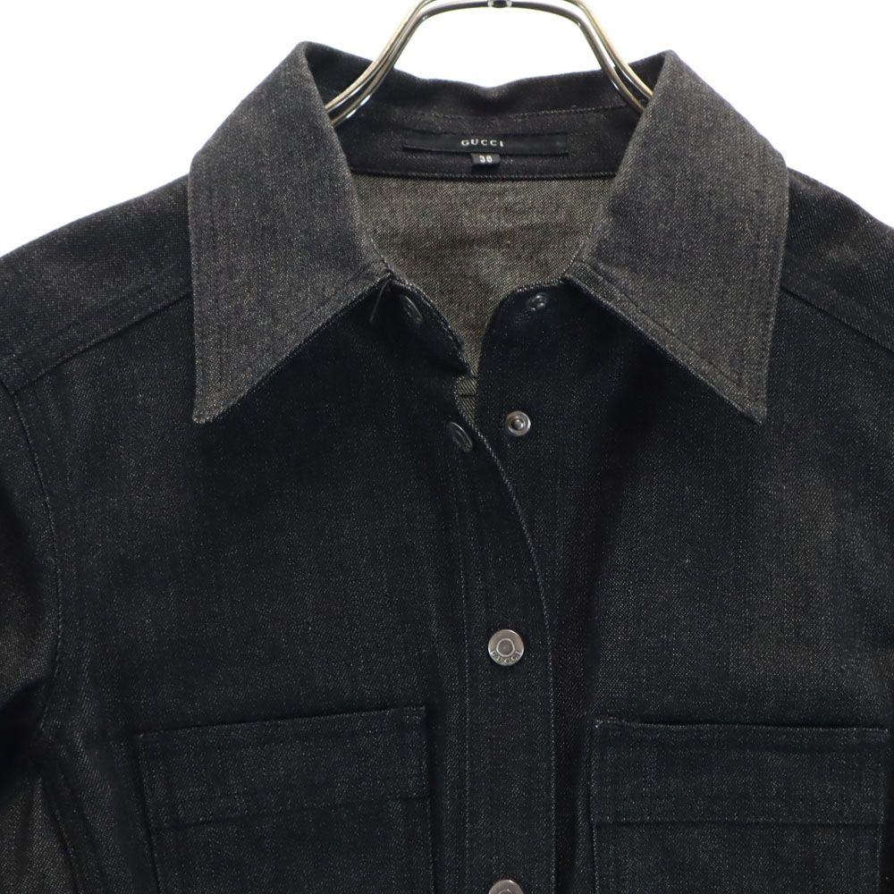 グッチ イタリア製 デニムジャケット 38 ブラック GUCCI レディース