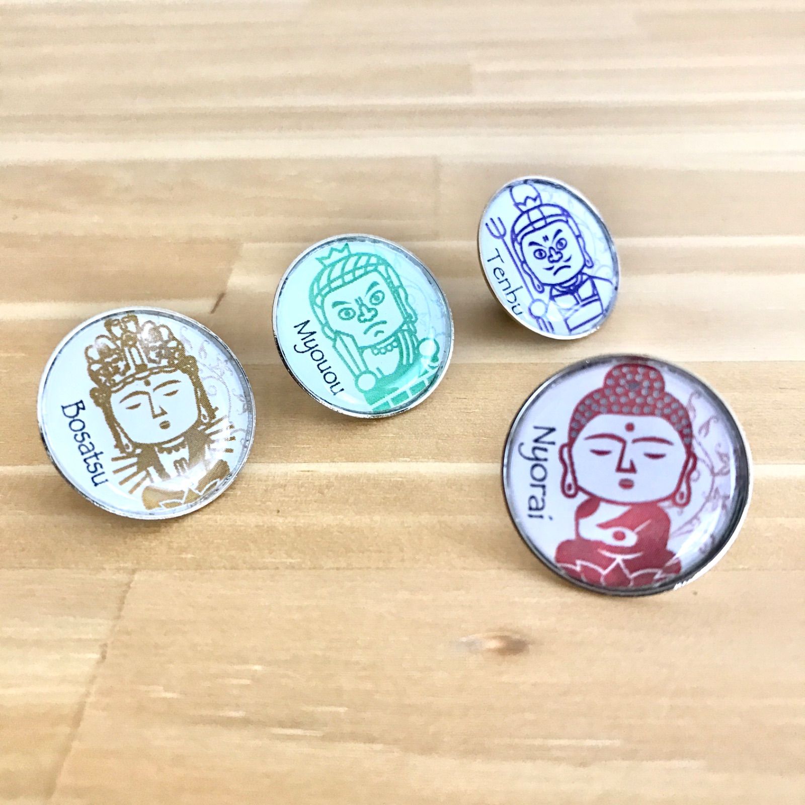 仏さまピンバッジ4種類セット【如来 菩薩 明王 天部】仏像ピンバッヂ