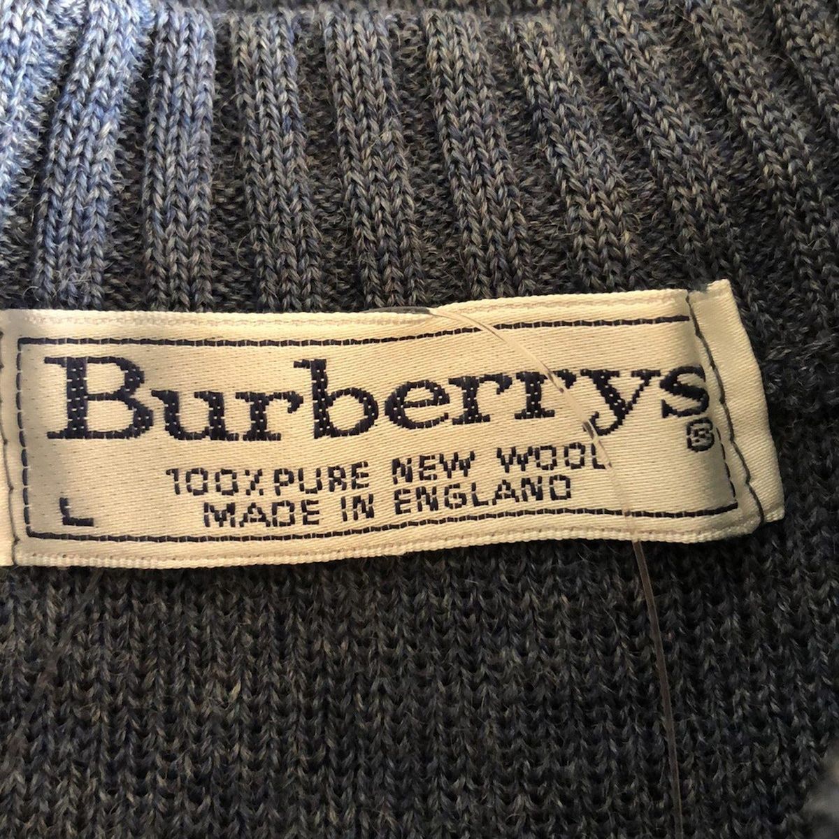 Burberry s バーバリーズ 長袖セーター サイズL メンズ ブルー×ライトグレー