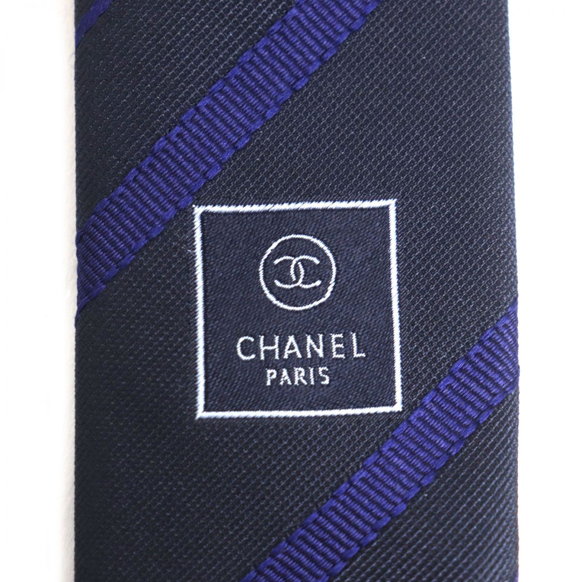 極美品▽CHANEL シャネル ココマーク レジメンタルストライプ柄 シルク