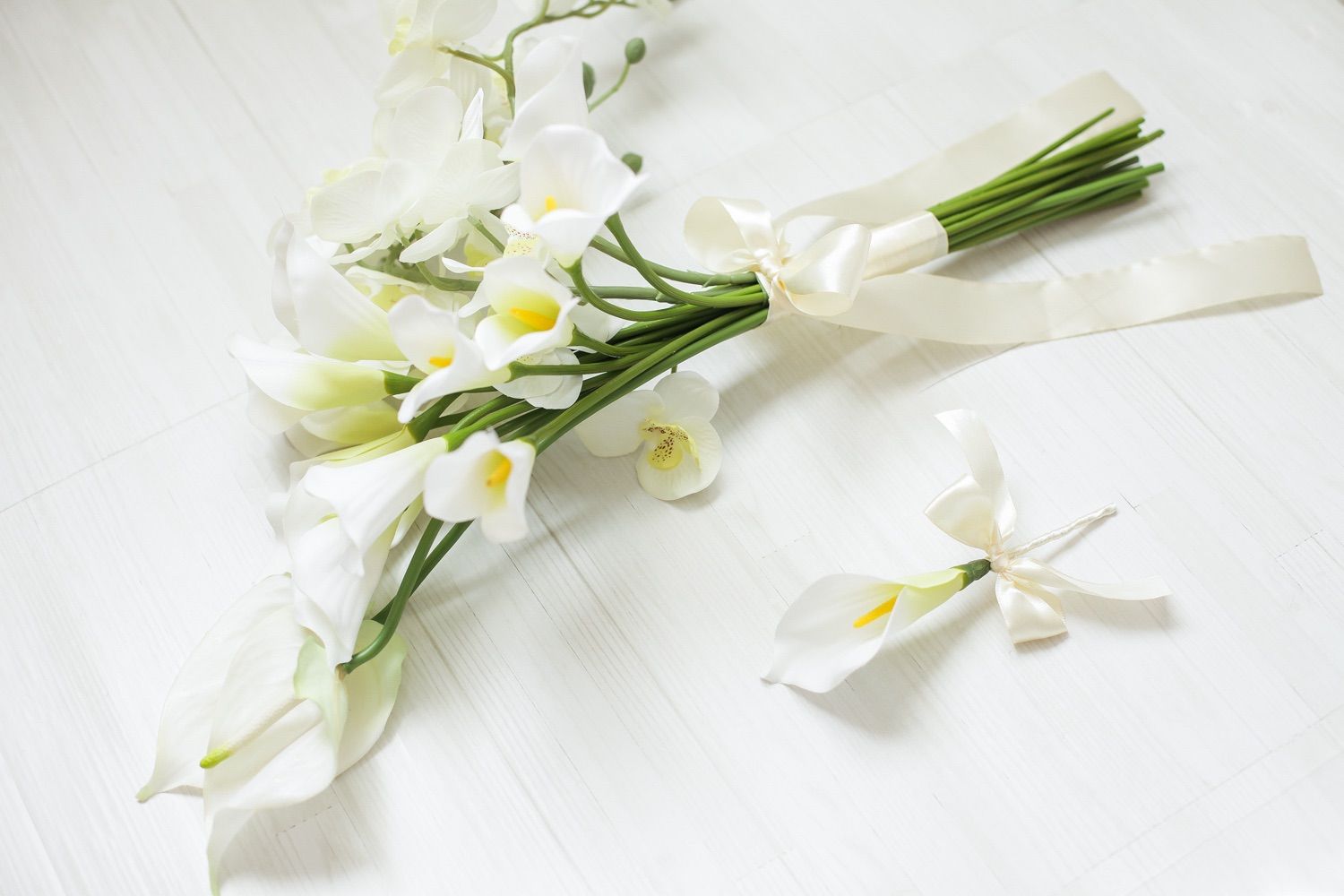 前撮りブーケ ホワイト系造花ブーケ アーティシャルフラワー 前撮り