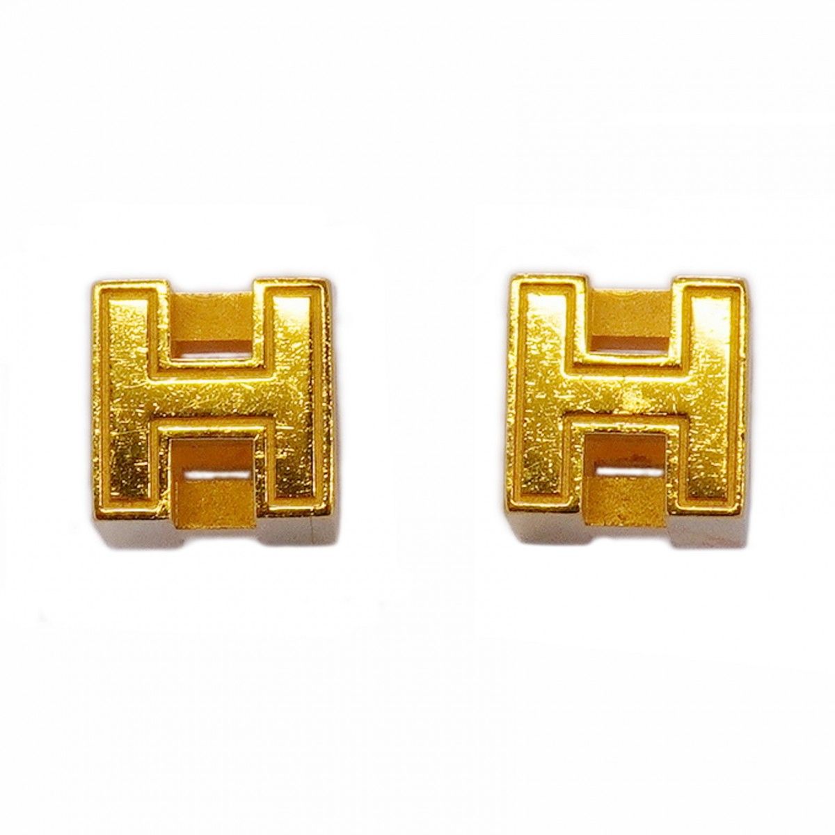 5jeb0088】エルメス ピアス Hキューブ カージュドアッシュ GPメッキ  