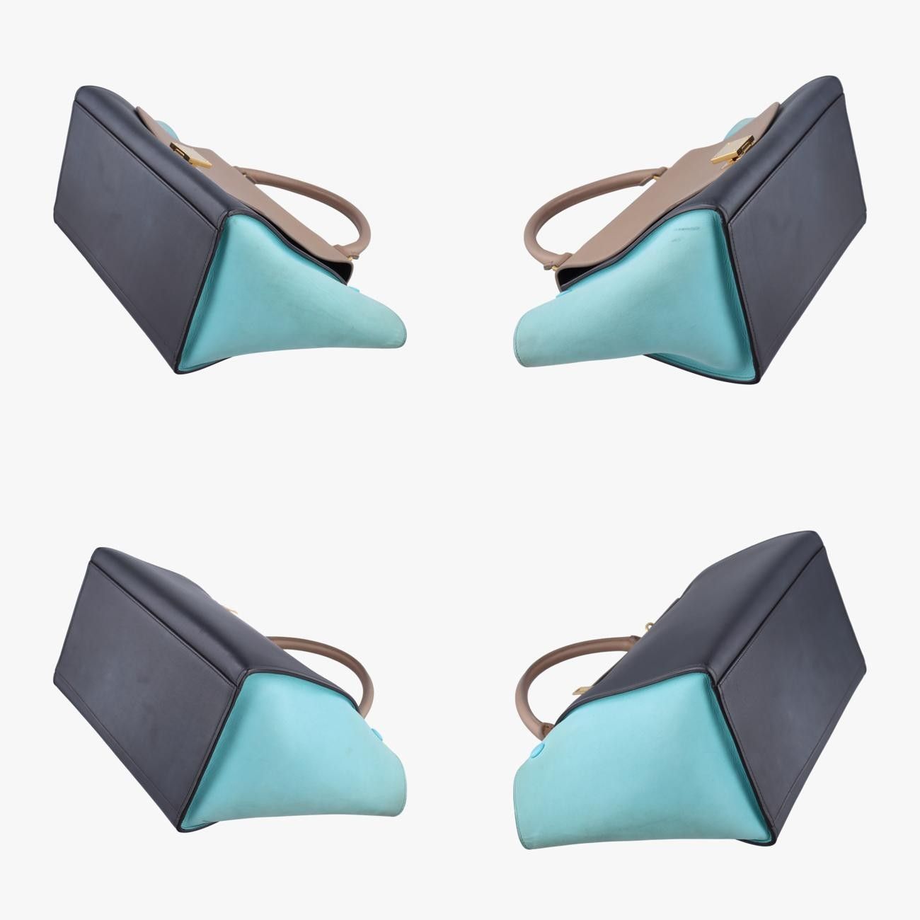 ベージュ×ブラック×ブルー