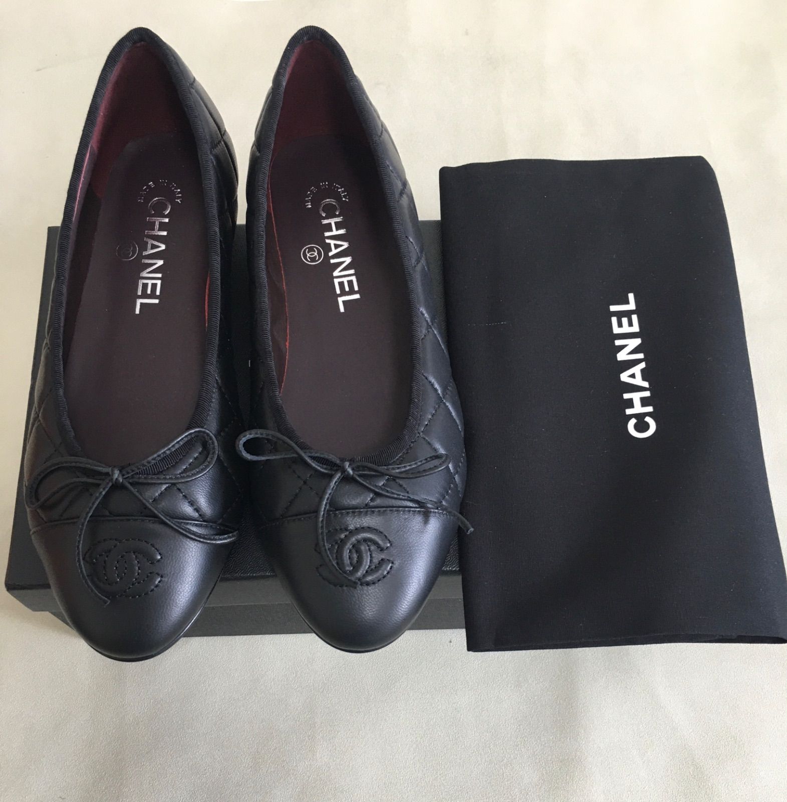 CHANEL 黒 レザー ローファー キルティング