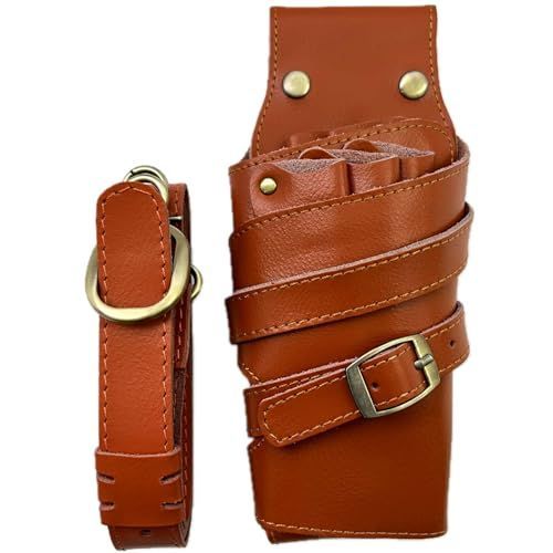 色：ダークオレンジ ダークオレンジ 【GLASS FROG】シザーケース 5丁挿し 本体・ベルト本革 美容師 トリマー スリム(オレンジ） GLASS FROGシザーケース ハサミ5丁