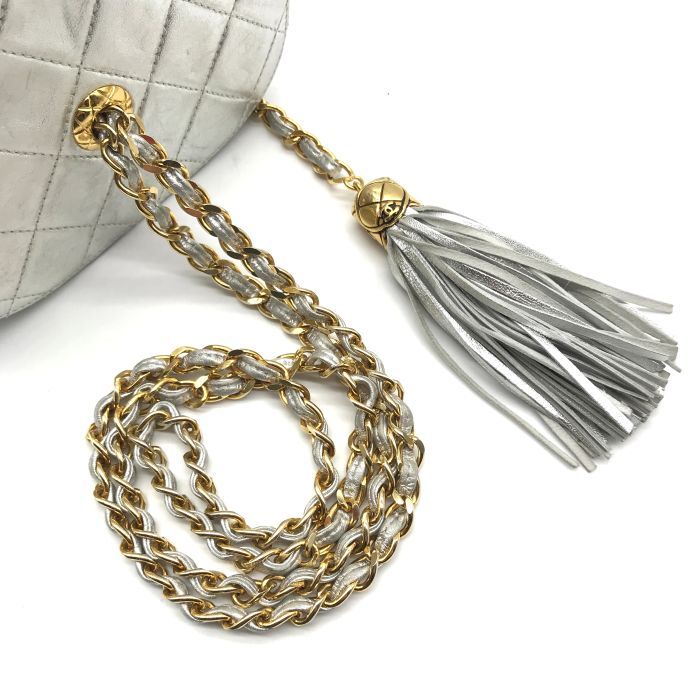 良品 CHANEL シャネル ココマーク マトラッセ フリンジ付き チェーン