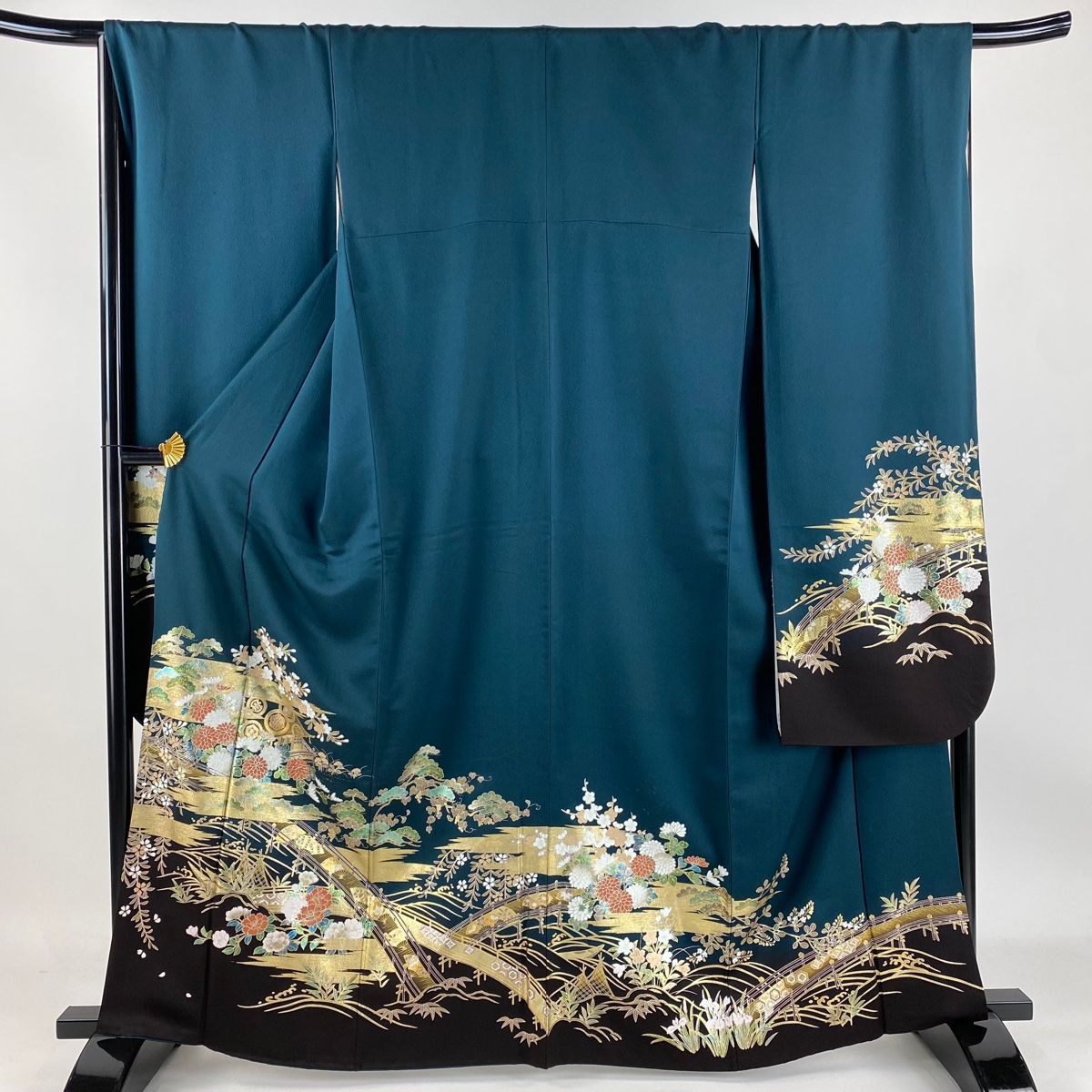 ★専用★未使用品 訪問着 枝花 くすみ紫 枝花 綸子 金彩 身丈162.0cm 訪問着 身丈153cm 裄丈65cm M 袷 源氏香 枝花 金糸 金彩 薄小豆