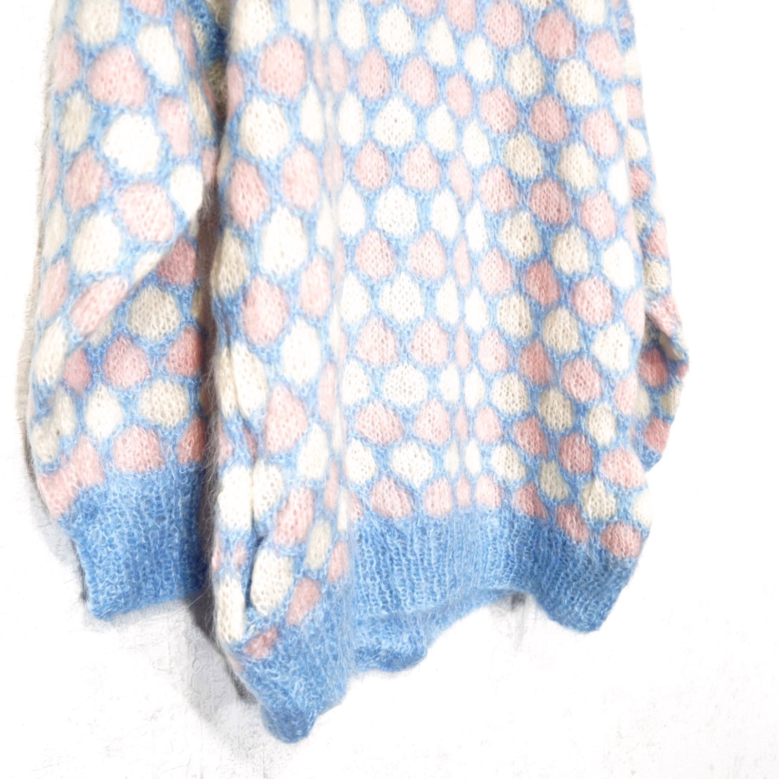 EU VINTAGE PATTERNED DESIGN MOHAIR KNIT CARDIGAN/ヨーロッパ古着柄 