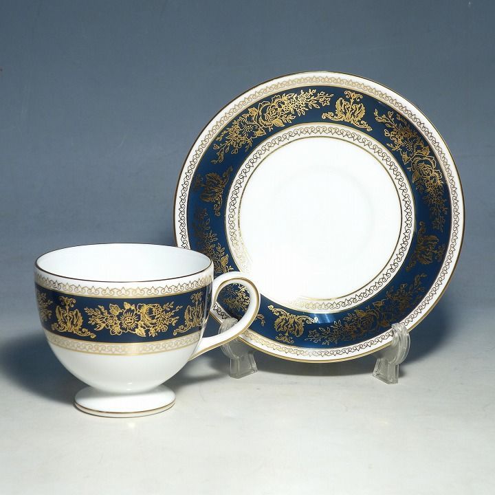 ウェッジウッド コロンビア ブルー&ゴールド カップ＆ソーサー